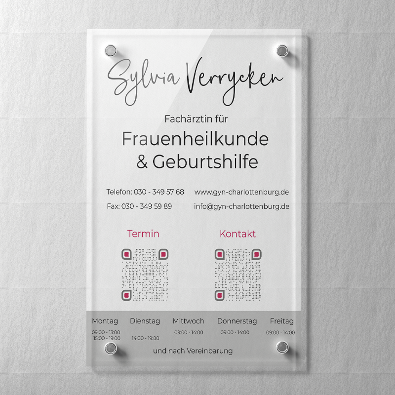Außenschild von Gyn Charlottenburg - Sylvia Verrycken