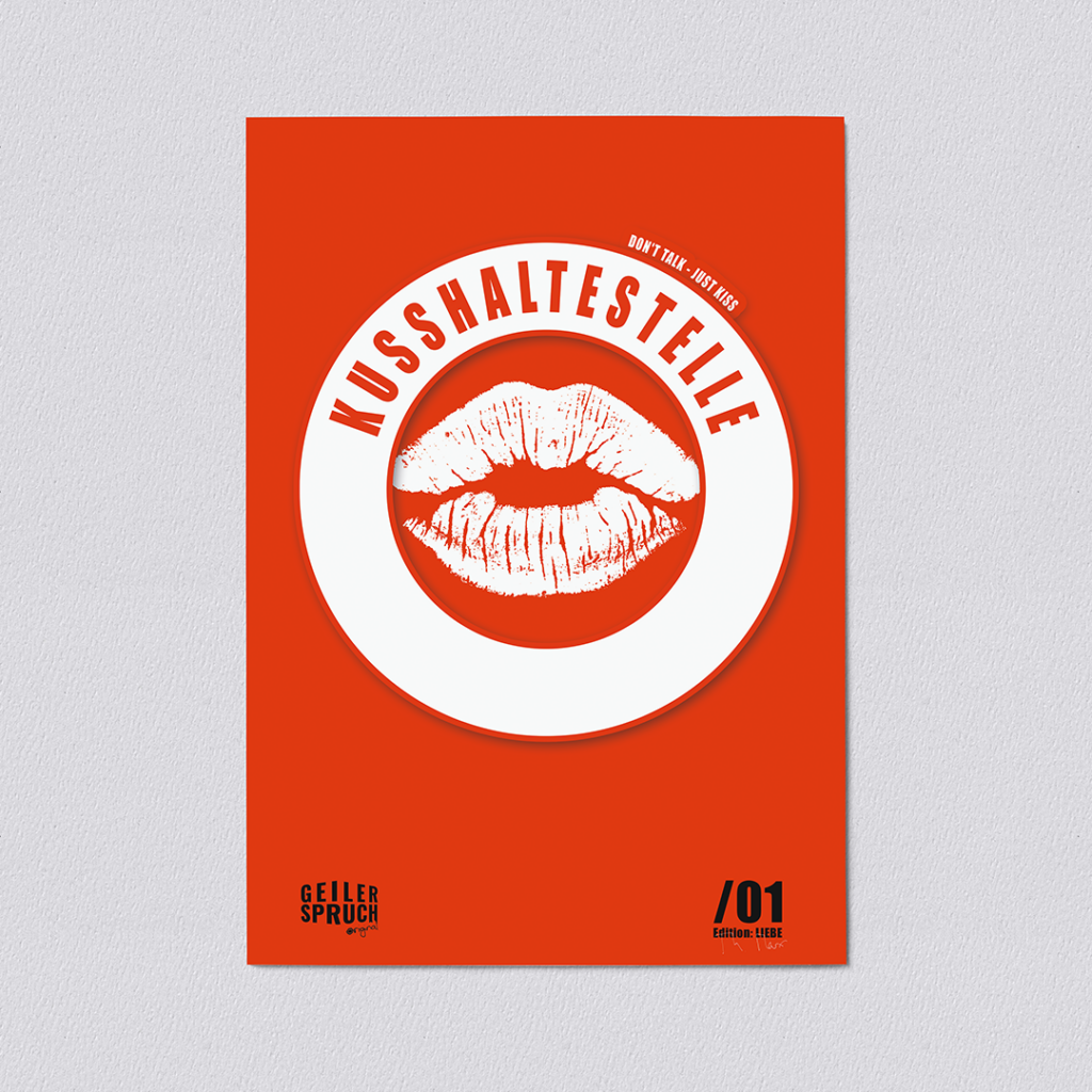 Vorschau - Poster - Kusshaltestelle (geiler-spruch.de) - 1080x1080