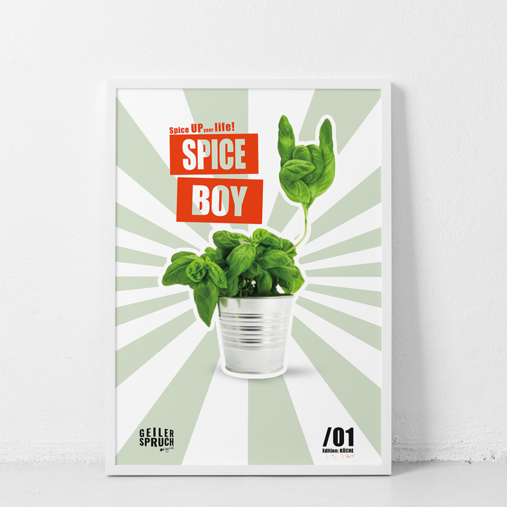 Vorschau Poster mit Rahmen Spice Boy geiler spruch.de 1080x1080 1